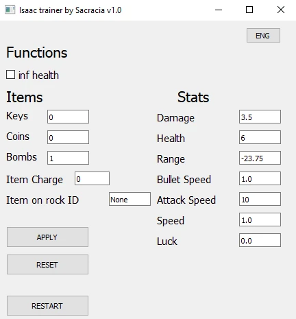 The Binding of Isaac: Rebirth: Трейнер/Trainer (+13) [v1.0] {Sacracia}