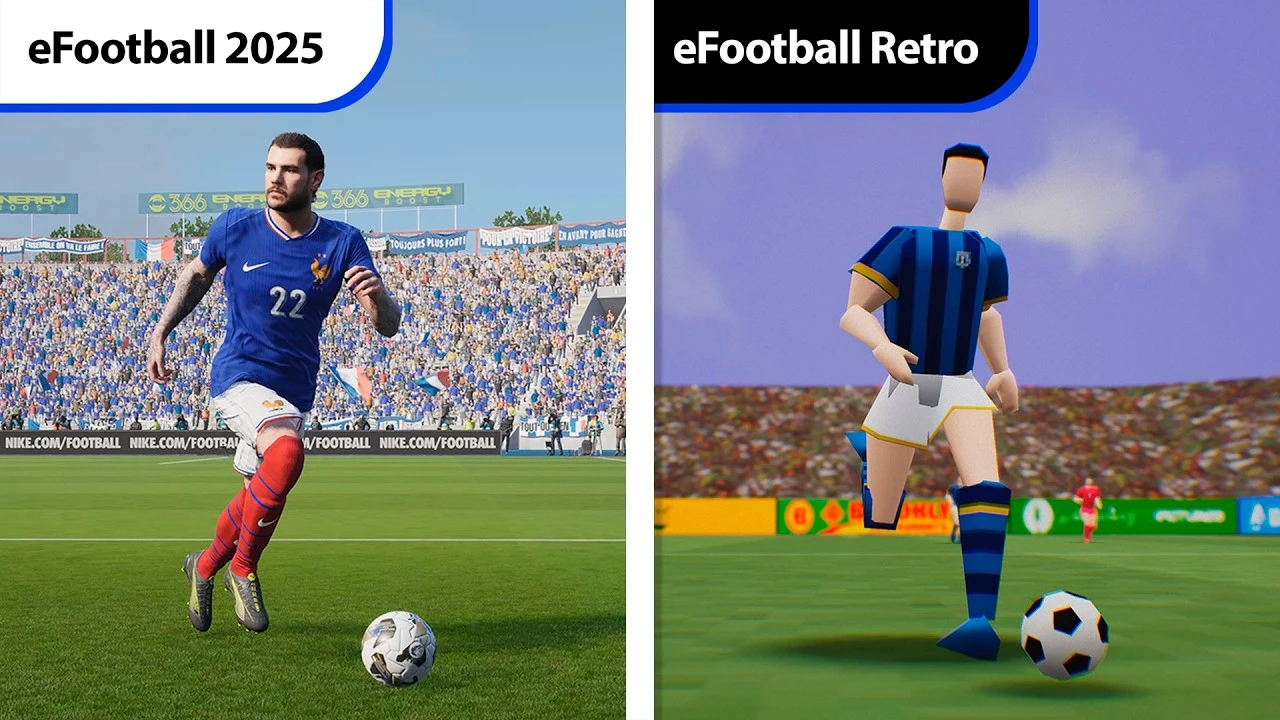 Как изменился футбол: сравнение графики Retro Mode в eFootball