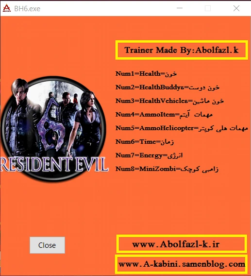 Resident Evil 6 : Трейнер/Trainer (+8) [1.0] {Abolfazl.k}