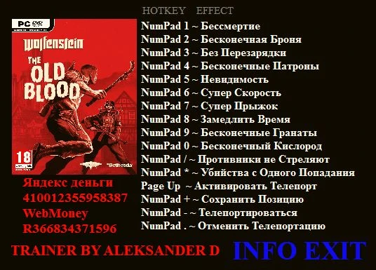 Wolfenstein: The Old Blood: Трейнер/Trainer (+13) [1.0] {Aleksander D}