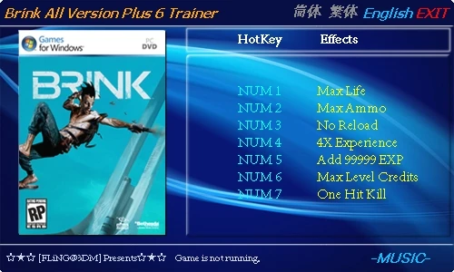 Brink: Трейнер/Trainer (+6) [All Versions: Update 1/Update 2/Update 3 etc.] {FLiNG}