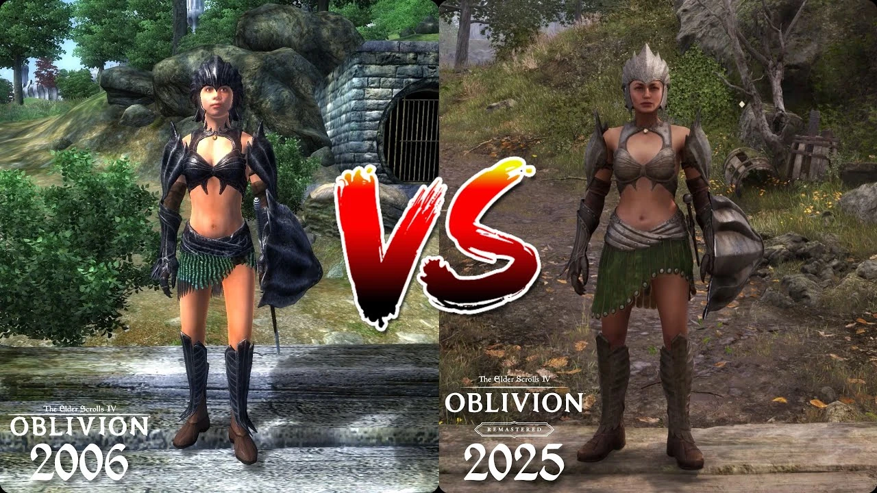 Доспехи для женских персонажей в The Elder Scrolls 4: Oblivion Remastered: сравнение с оригиналом 2006 года