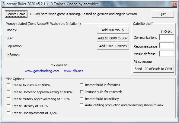 Supreme Ruler 2020: Трейнер (+13) [5.2.1]