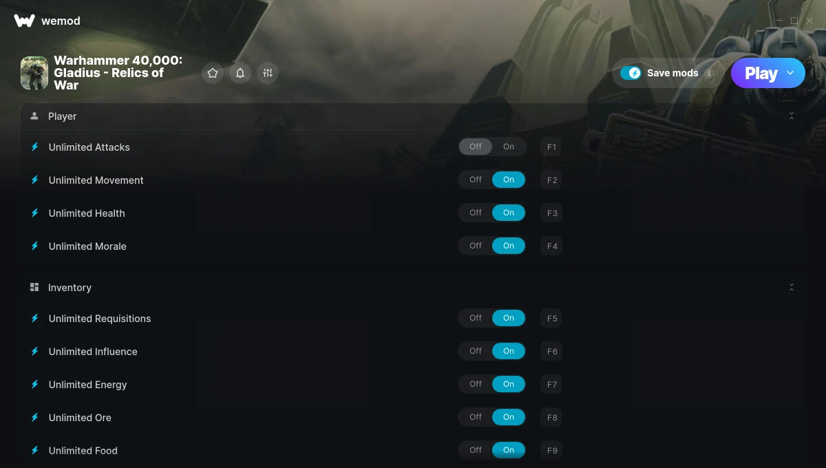 Warhammer 40,000: Gladius - Relics of War "Трейнер +9" [UPD: 22.01.2025] {MrAntiFun / WeMod}