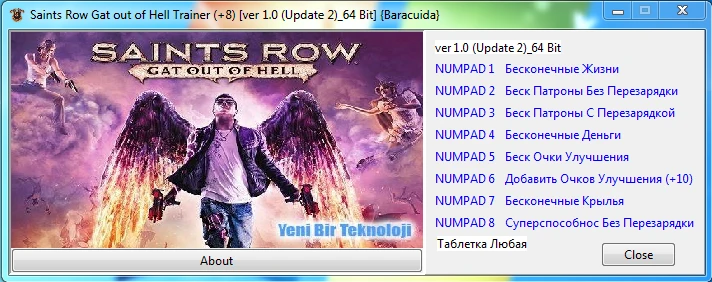 Saints Row: Gat out of Hell: Трейнер/Trainer (+8) [ver 1.0 (Update 2)_64 Bit] {Baracuida}