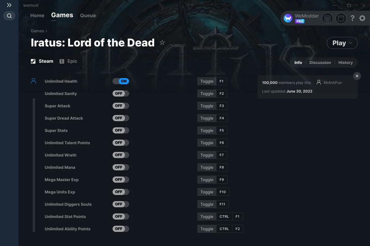 Iratus: Lord of the Dead "Трейнер +13" [UPD: 30.06.2022] {MrAntiFun / WeMod}
