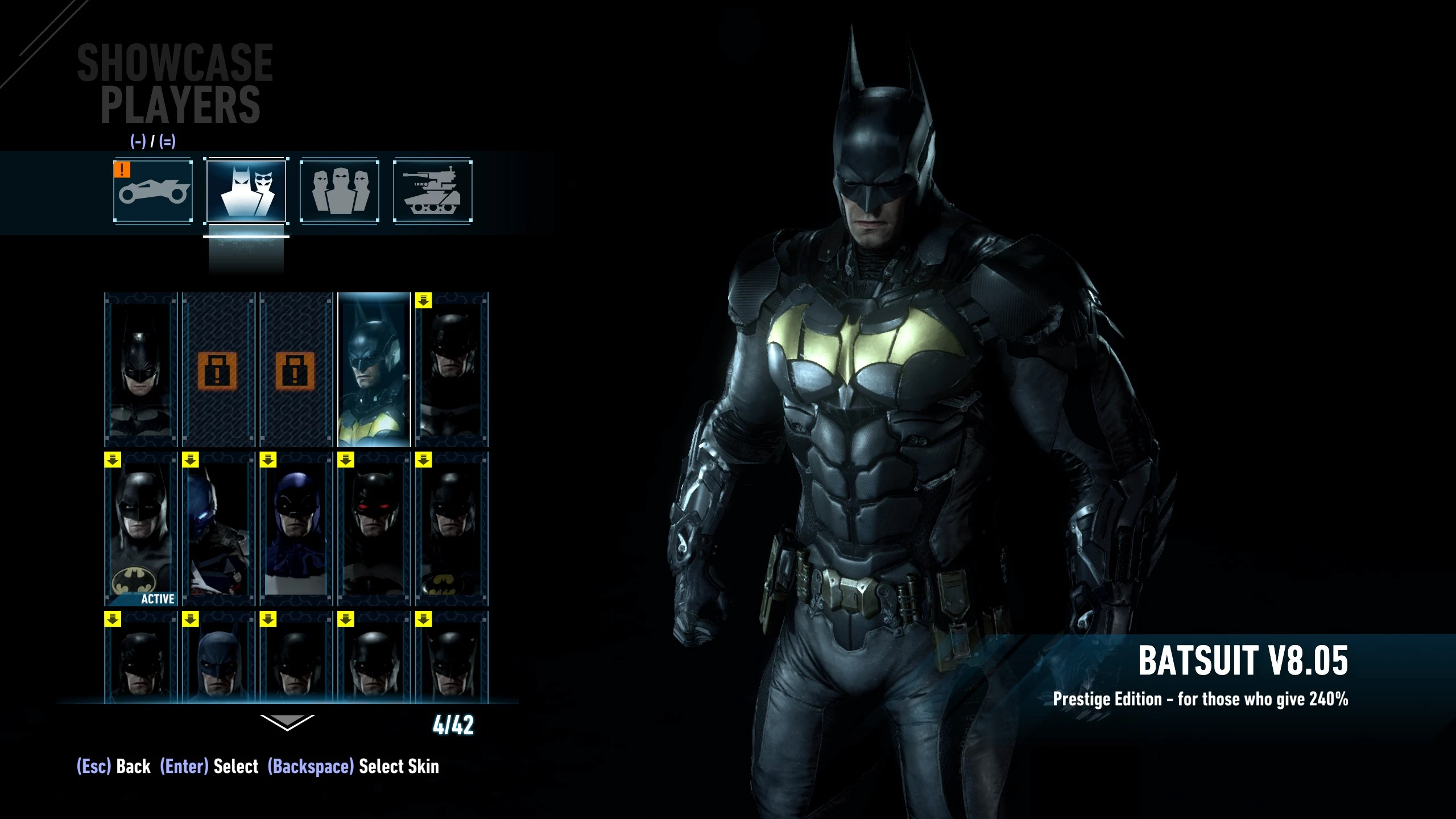 Batman: Arkham Knight "Skins "Golden Batsuit костюм для Бэтмена""