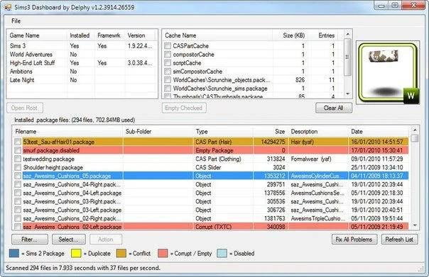 Sims 3 Dashboard (Проверка и исправление файлов .package)