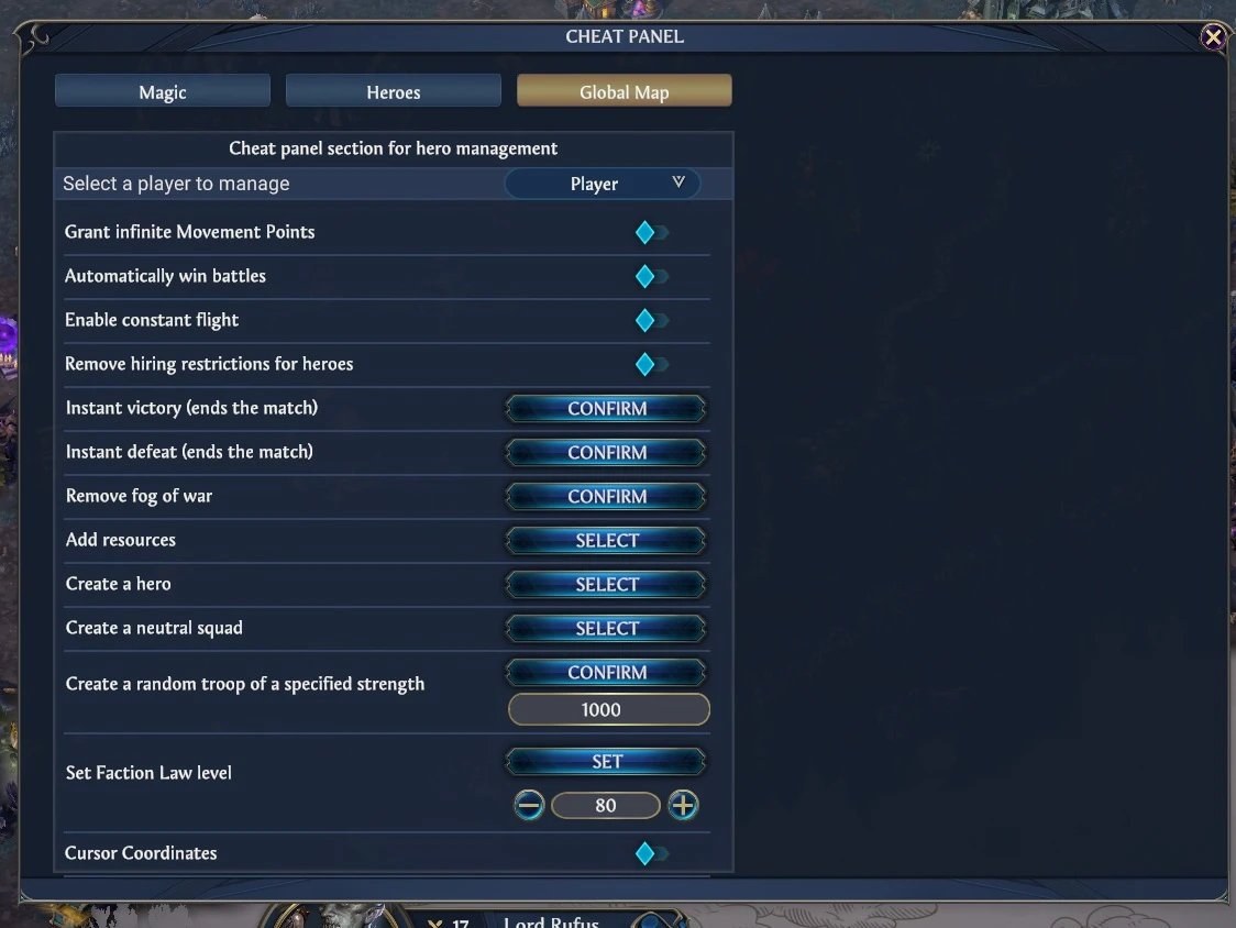 Heroes of Might & Magic: Olden Era "Чит-Панель: Редактор героев, городов, боёв, мира" [1.0.0.1] {Morabis}