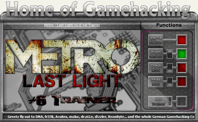 Metro ~ Last Light: Трейнер/Trainer (+6) [1.0.0.15] {iNvIcTUs oRCuS / HoG}