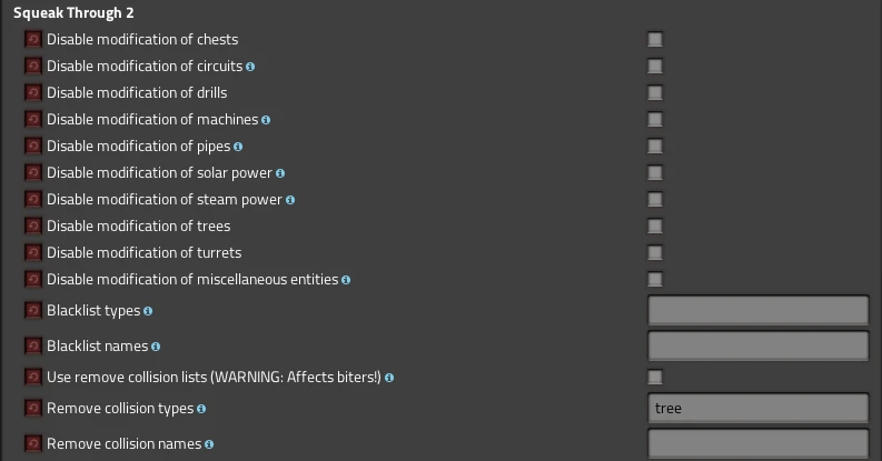 Factorio "Мод на возможность проходить сквозь объекты - Squeak Through 2"