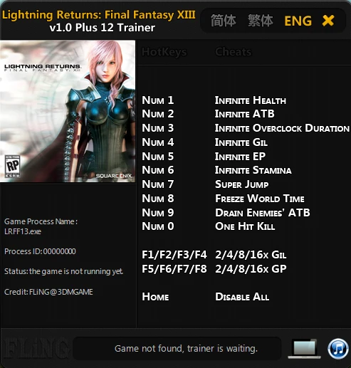 Lightning Returns: Final Fantasy 13: Трейнер/Trainer (+12) [1.0] {FLiNG}