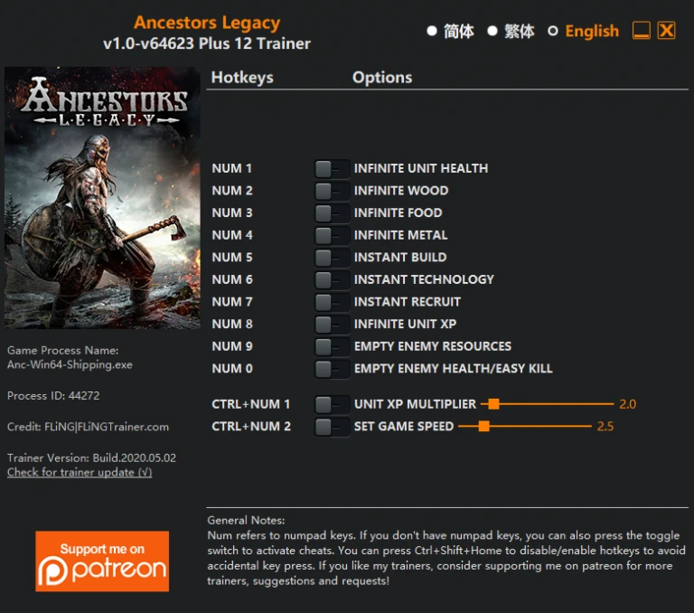 Ancestors Legacy: Трейнер/Trainer (+12) [1.0 - 64623] {FLiNG}