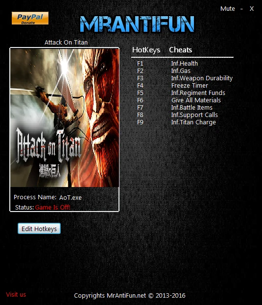 Attack On Titan: Трейнер/Trainer (+9) [1.00] {MrAntiFun}