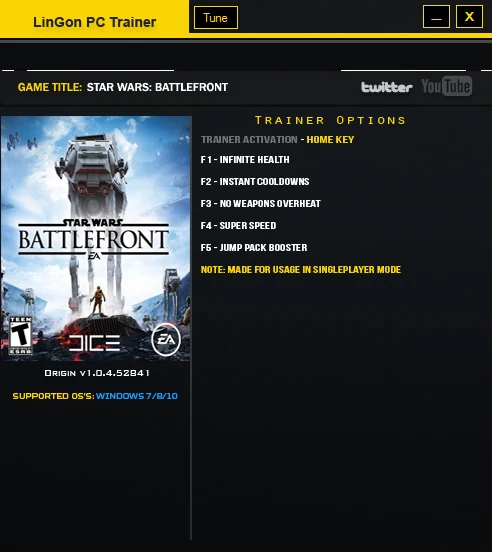 Star Wars: Battlefront (2015): Трейнер/Trainer (+5) [1.0.4.52851] {LinGon}