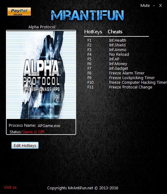 Alpha Protocol: Трейнер/Trainer (+11) [1.1.0.0] {MrAntiFun}