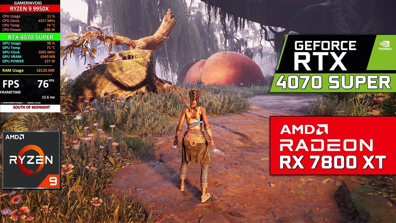 Как работает экшен-игра South of Midnight на RTX 4070 Super и RX 7800 XT