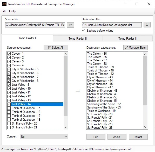 Tomb Raider 1-2-3 Remastered "Экстрактор сохранений - TombExtract" [2.02] {JulianOzelRose}