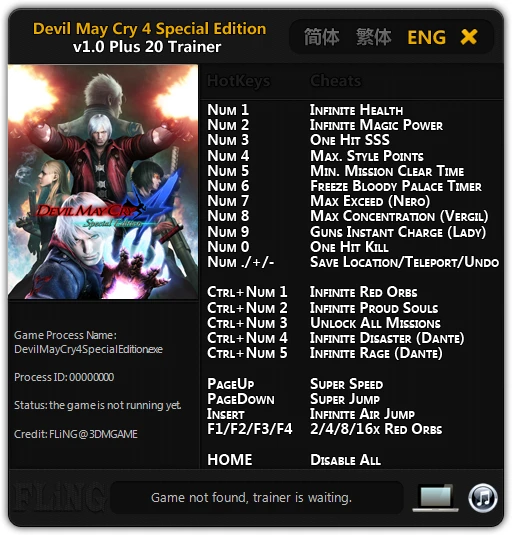 Devil May Cry 4: Special Edition: Трейнер/Trainer (+20) [1.0] {FLiNG}