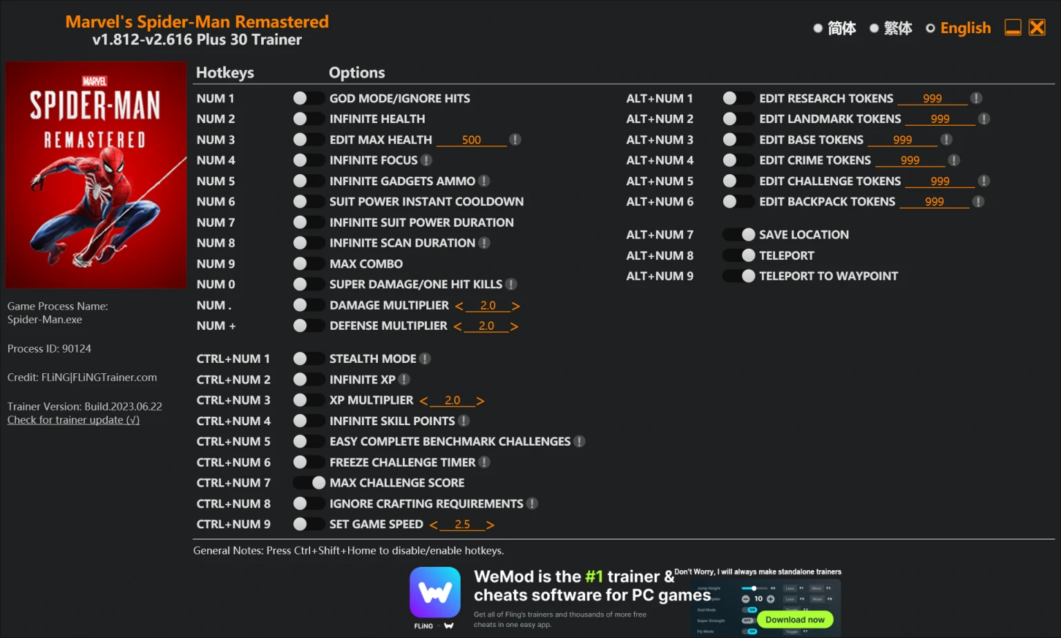 Marvel's Spider-Man Remastered "Трейнер +30" [1.812 - 2.616] {FLiNG}