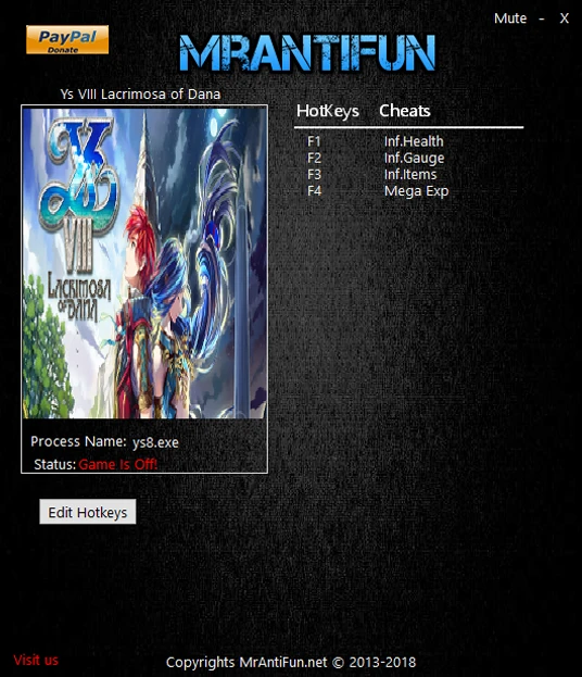 Ys VIII: Lacrimosa of DANA: Трейнер/Trainer (+4) [1.00] {MrAntiFun}