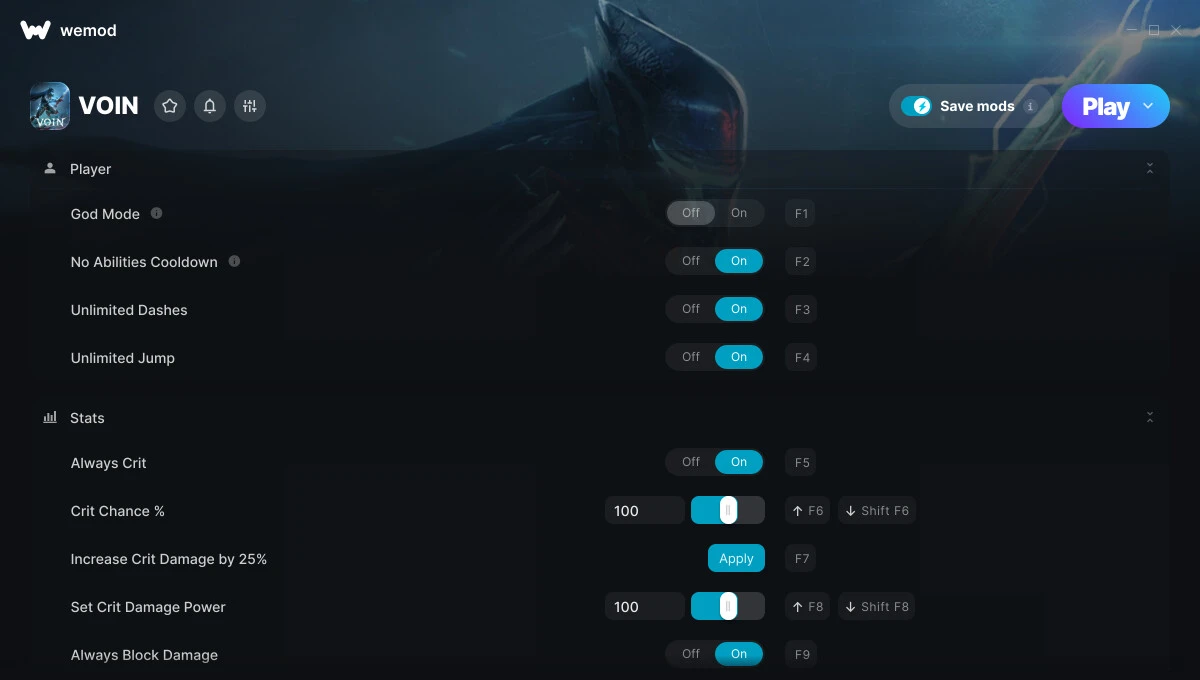 VOIN "Трейнер +26 от WeMod: Редактор игрока, оружия и характеристик"