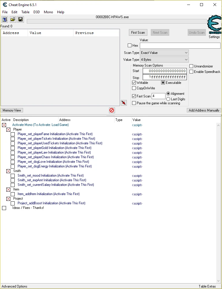Holy Potatoes! A Weapon Shop?!: Таблица для Cheat Engine (v.1.05-1.08)
