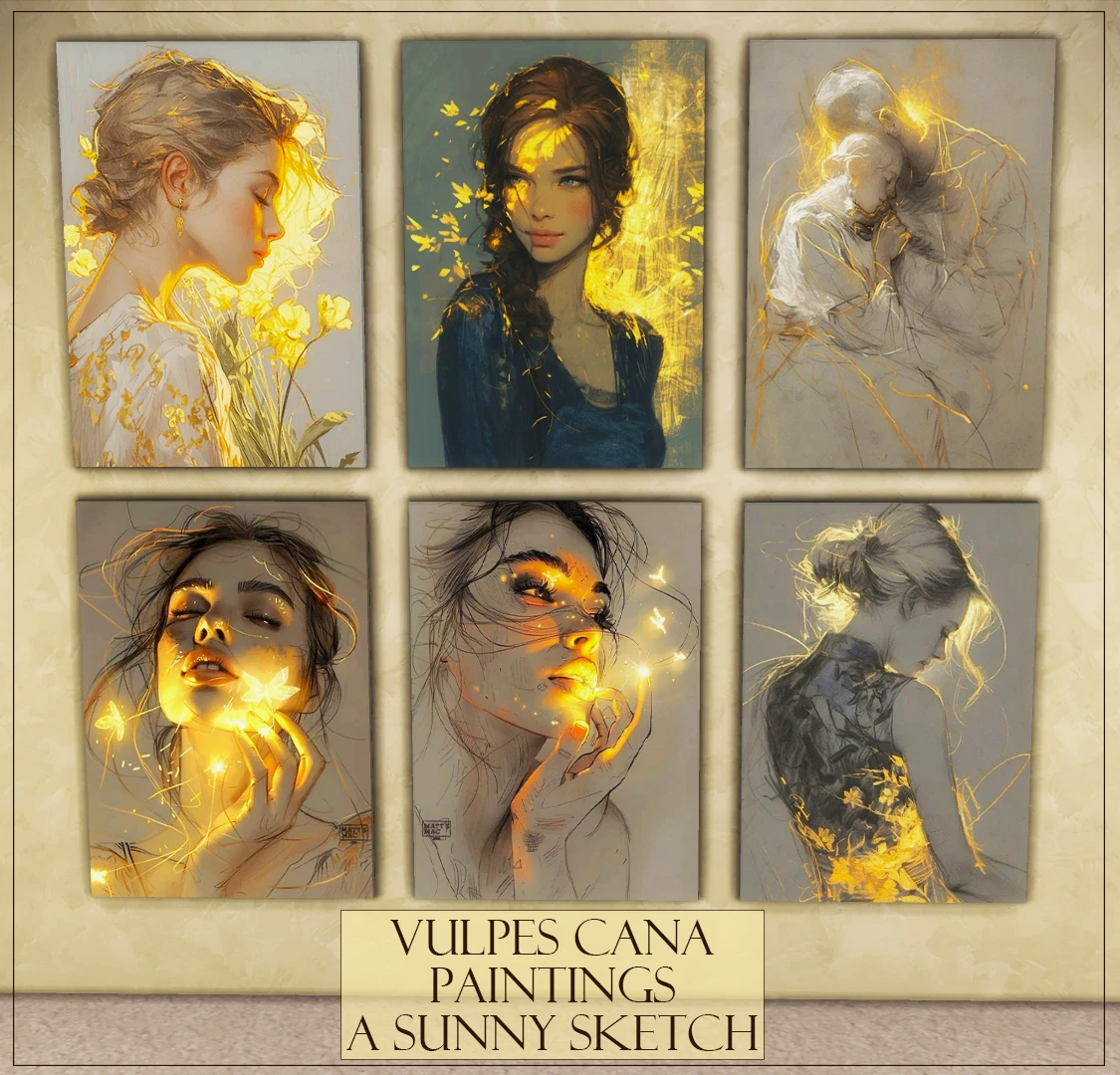 The Sims 4 "Сборка модов - набор картин солнечный набросок"