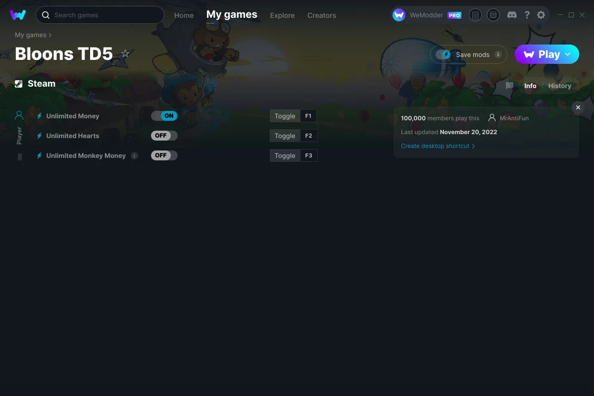 Bloons TD 5 "Трейнер +3" [UPD: 20.11.2022] {MrAntiFun / WeMod}