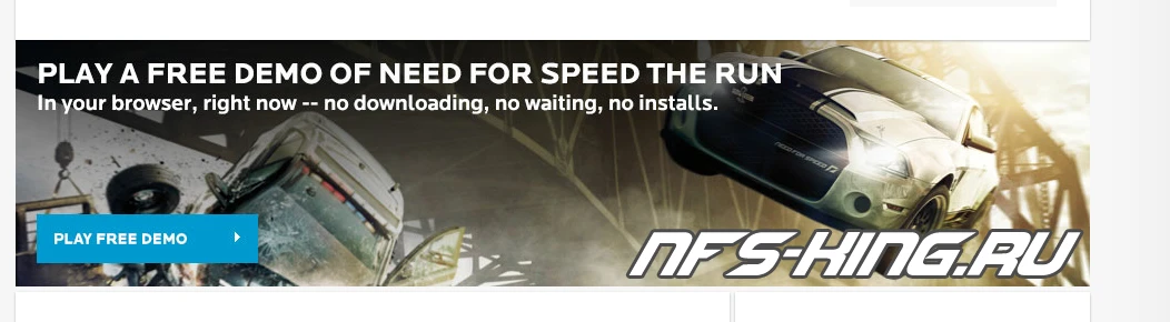 Need For Speed The Run в окне браузера