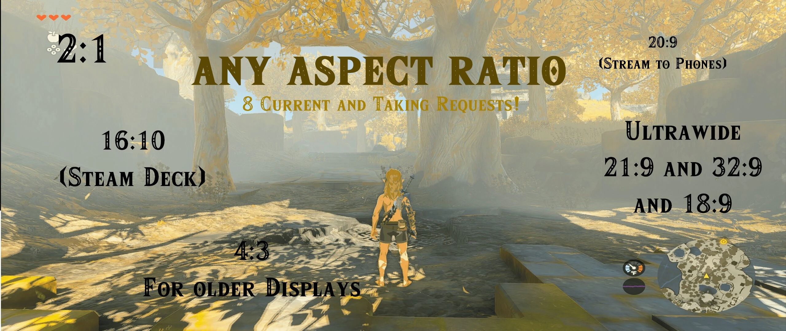 The Legend of Zelda: Tears of the Kingdom "Любое соотношение сторон (Steam Deck/Ultrawide/Пользовательское)"