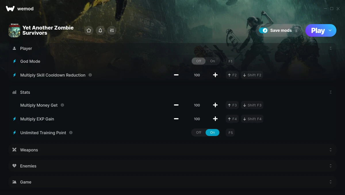 Yet Another Zombie Survivors "Трейнер +9 от WeMod: Неуязвимость, деньги, опыт и пр"