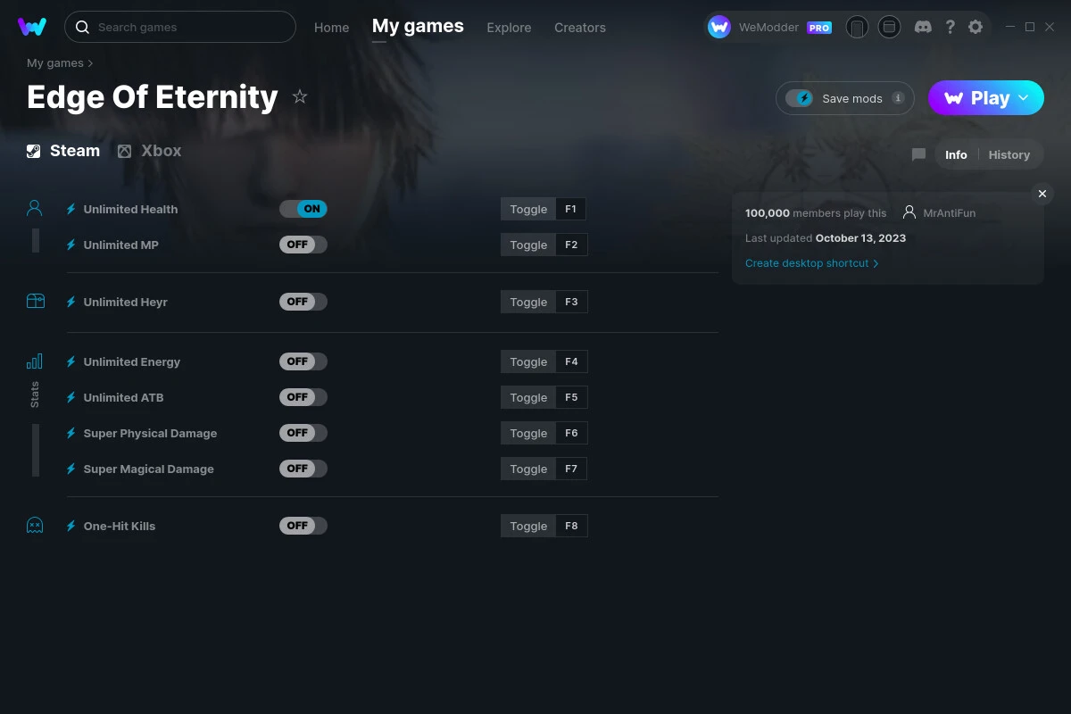 Edge Of Eternity "Трейнер +8" [UPD: 13.10.2023] {MrAntiFun / WeMod}
