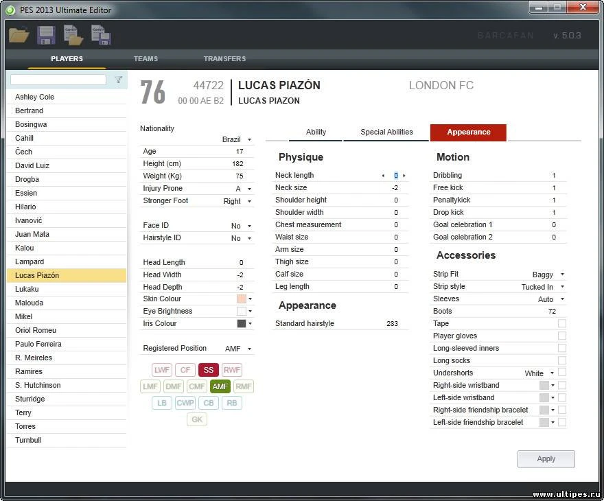 PES 2013 Ultimate Editor v5.1.0