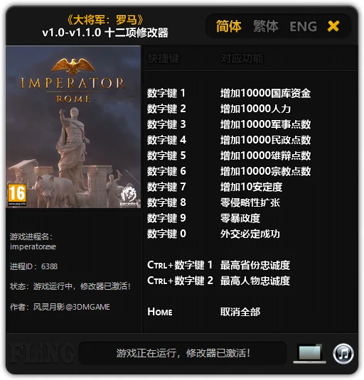 Imperator: Rome: Трейнер/Trainer (+12) [1.0 - 1.1.0] {FLiNG}