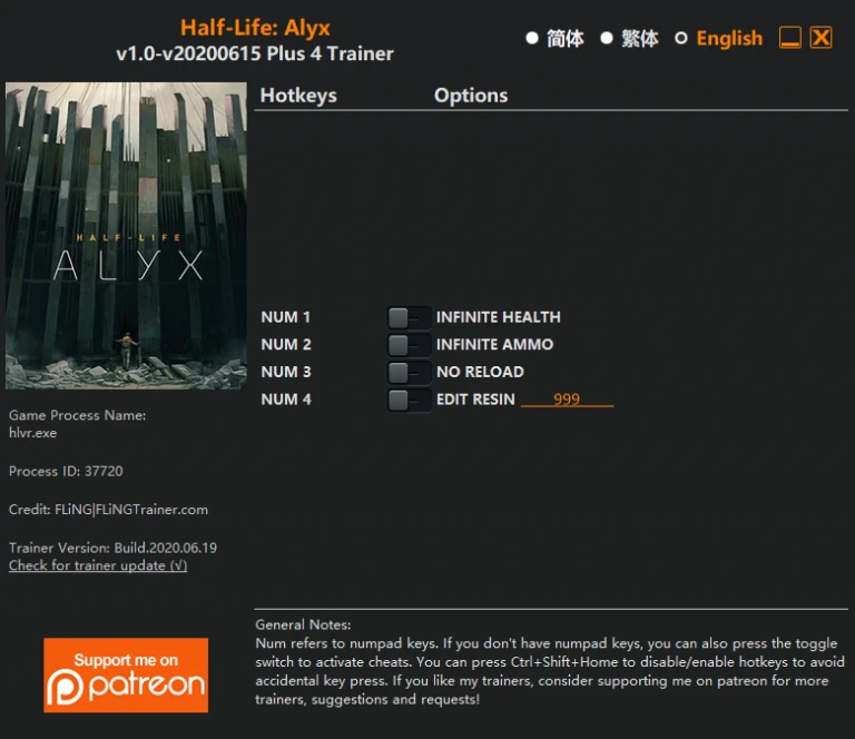 Half-Life: Alyx: Трейнер/Trainer (+4) [1.0 - UPD: 15.06.2020] {FLiNG}