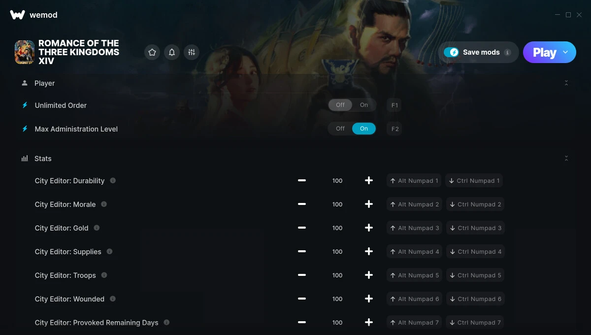 Romance of the Three Kingdoms 14 "Трейнер +41" [UPD: 04.06.2025] {FLiNG / WeMod}