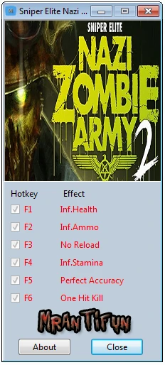 Sniper Elite ~ Nazi Zombie Army 2: Трейнер/Trainer (+6) [1.0] {MrAntiFun}
