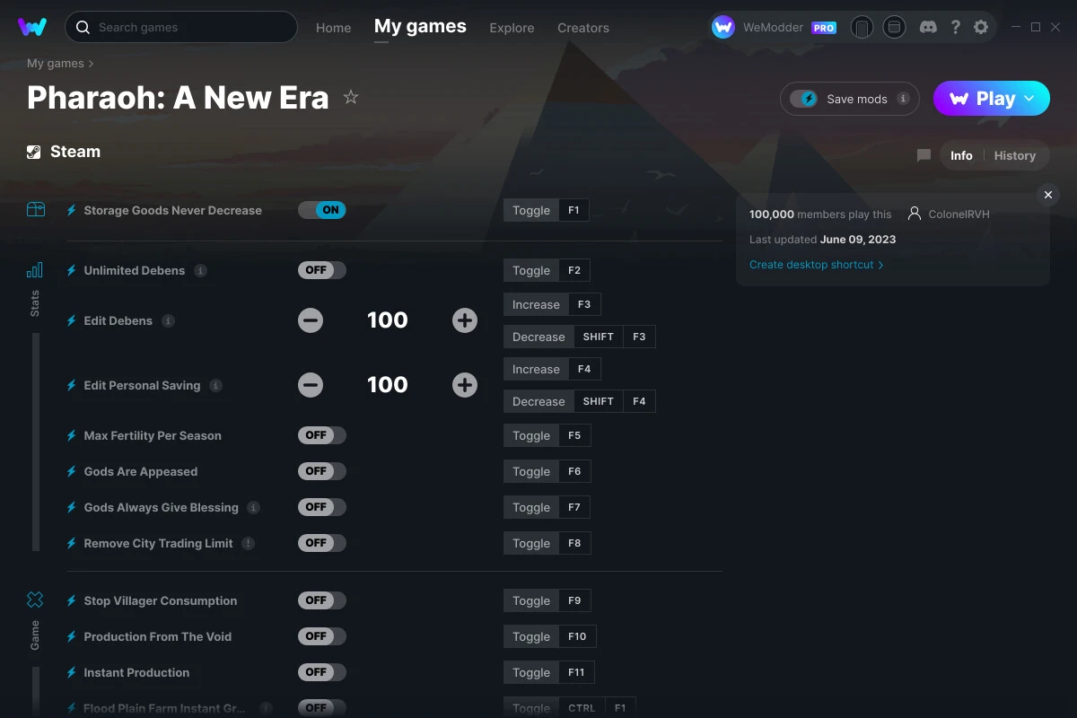 Pharaoh: A New Era "Трейнер +22" [UPD: 09.06.2023] {ColonelRVH / WeMod}