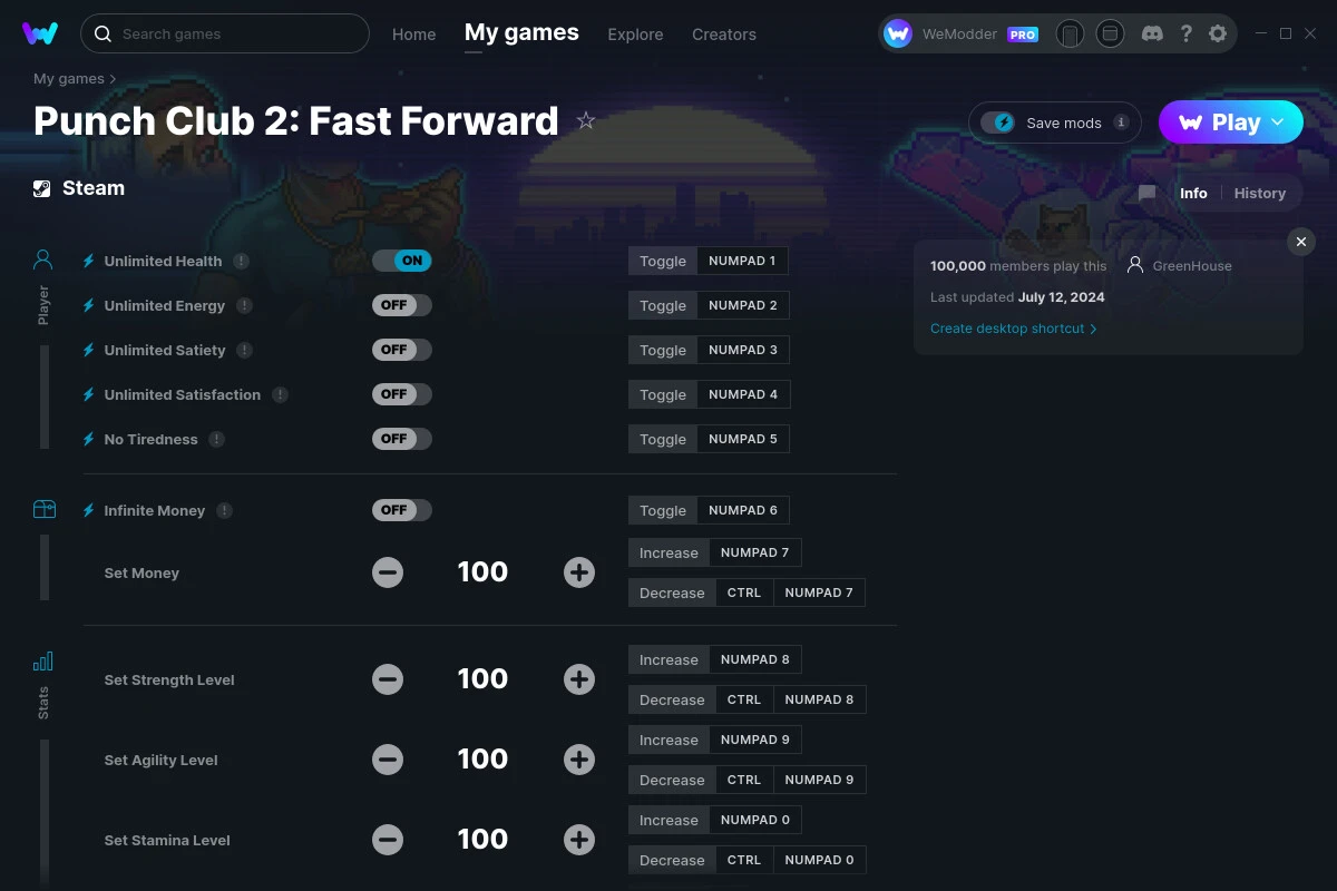 Punch Club 2: Fast Forward "Трейнер +18" [UPD: 12.07.2024] {GreenHouse / WeMod}