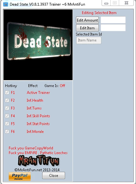 Dead State: Трейнер/Trainer (+6) [0.8.1.3937] {MrAntiFun}