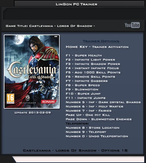 Castlevania: Lords of Shadow ~ Ultimate Edition: Трейнер/Trainer (+17) [Update 2 ~ 02.09.13] {LinGon}