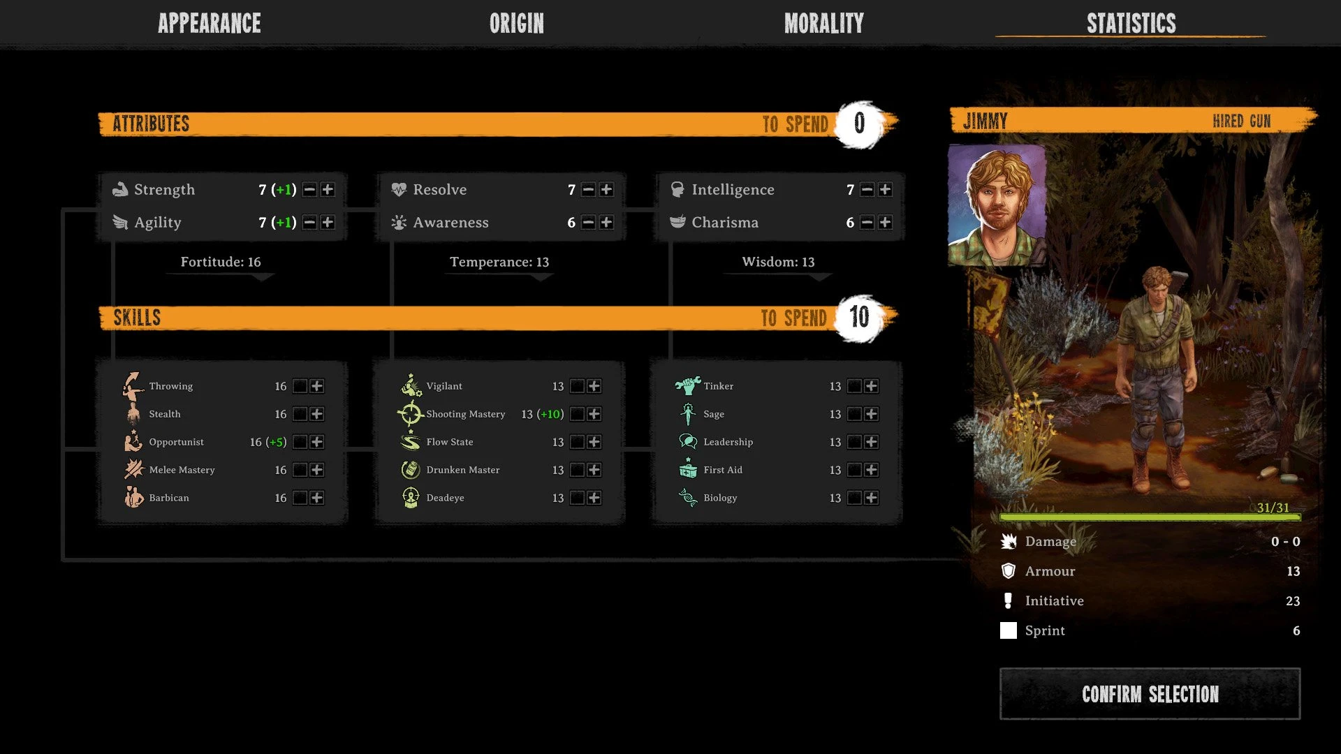 Подробности атрибутов персонажей ролевой игры Broken Roads