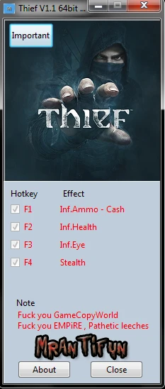 Thief (2014): Трейнер/Trainer (+5) [1.1: 32 / 64 Bit] {MrAntiFun}