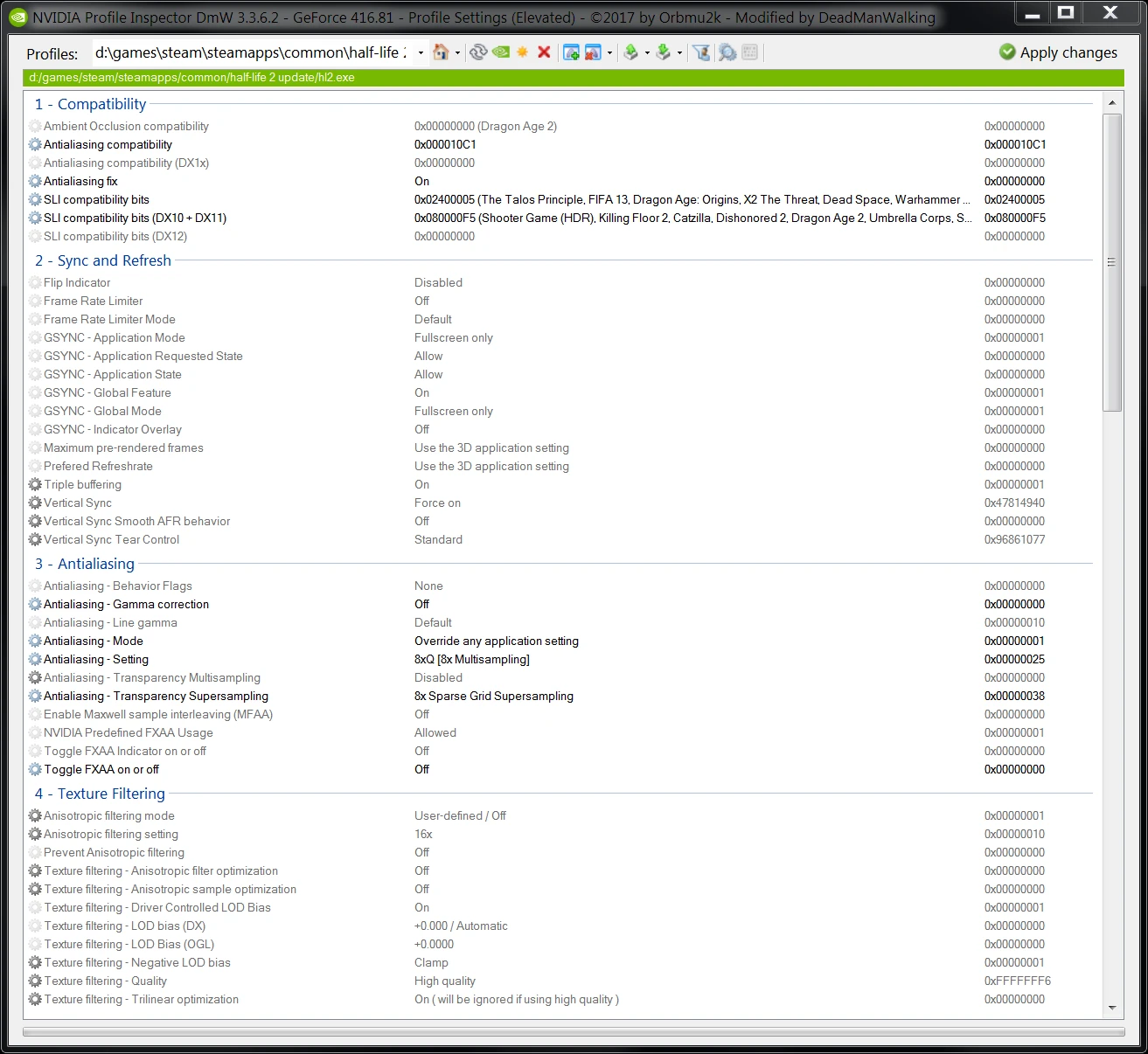 Half-Life 2 "качественное сглаживание SGSSAA (Sparse Grid Supersampling)"