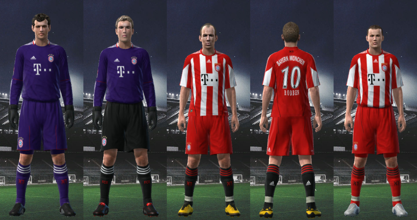 PES 2010 "Bayern 10/11 Home & GK Home Kits by diNo"