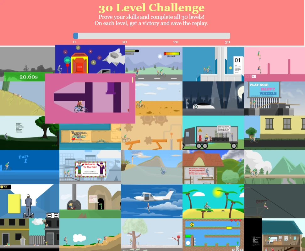 На официальном сайте Happy Wheels стартовало новое событие под названием "30 Level Challenge"