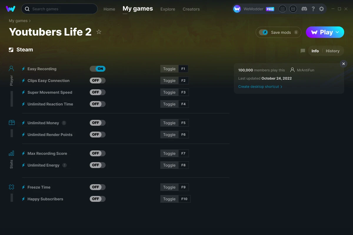 Youtubers Life 2 "Трейнер +10" [UPD: 24.10.2022] {MrAntiFun / WeMod}