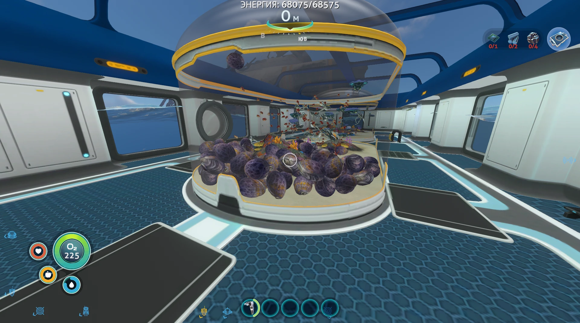 Subnautica "Сохранение - 27 ядерных реакторов, 2 аквариума, разные виды рыб, весь транспорт"