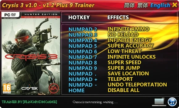 Crysis 3: Трейнер/Trainer (+9) [1.0 ~ 1.2] {FLiNG}